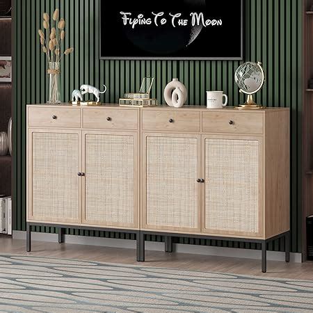 Amazon Zlwjgy Credenza Rattan Buffet Cabinet Sideboard Storage