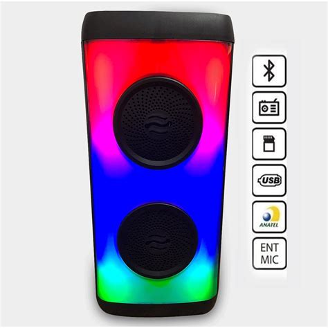 Caixa De Som Bluetooth Grande Potente Leds Heyli Desconto No Pre O