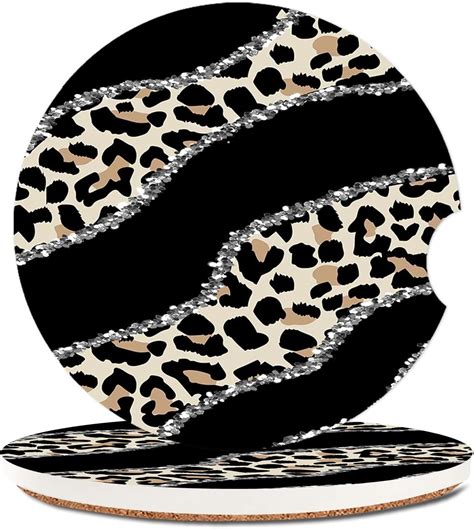 Amazon 2 75 Car Cup Holder Coaster Car Coasters Leopard Print