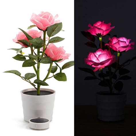 Buy Solar Rose Flower Lights Led Artificial Rose Pot Flower Bonsai Led