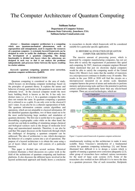 (PDF) The Computer Architecture of Quantum Computing