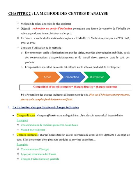 Méthode des centres d analyses CHAPITRE 2 LA METHODE DES CENTRES D