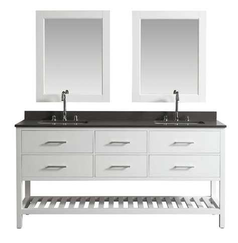 Design Element London 72 Double Sink Bathroom Vanity Set In White With