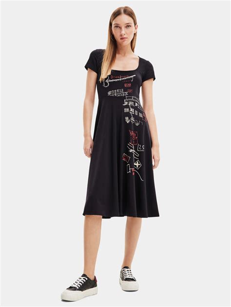 Desigual Kleid für den Alltag 23WWVK15 Schwarz Regular Fit Modivo at