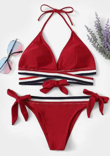 Sequined Halter Splicing Bikini Set Fairyseason