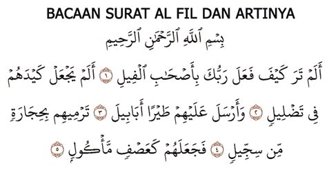 Kandungan Bacaan Surat Al Fil Dan Artinya