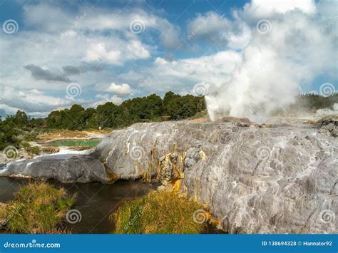 Rotorua Geysers, New Zealand Stock Photo - Image of greyser, devil ...