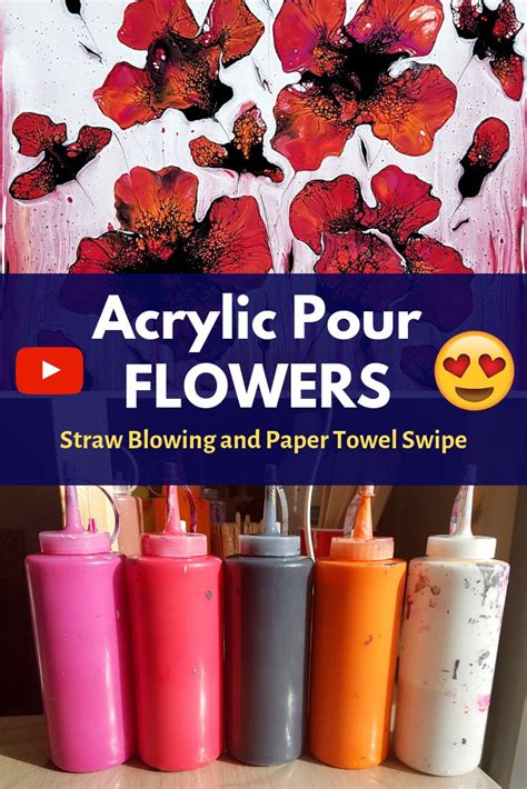 Acrylic Pouring Flowers With EASY And EFFECTIVE Straw Blowing Technique