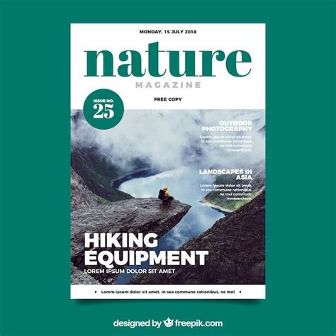 Free Vector Nature Magazine Cover Template With Photo