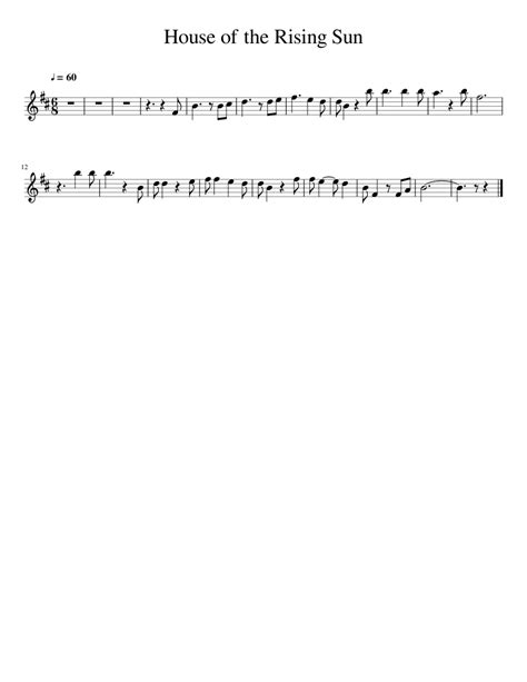 House Of The Rising Sun Sheet Music For Alto Saxophone Download Free In Pdf Or Midi