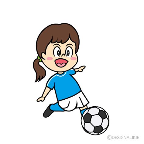 キックするサッカー女子イラストのフリー素材｜イラストイメージ