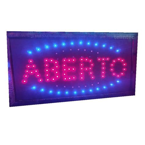 Painel De Led Letreiro Placa Luminoso ABERTO 110V LED PISCAR Tltled