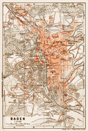 Baden (Baden-Baden) city map, 1909 by Waldin | Avenza Maps