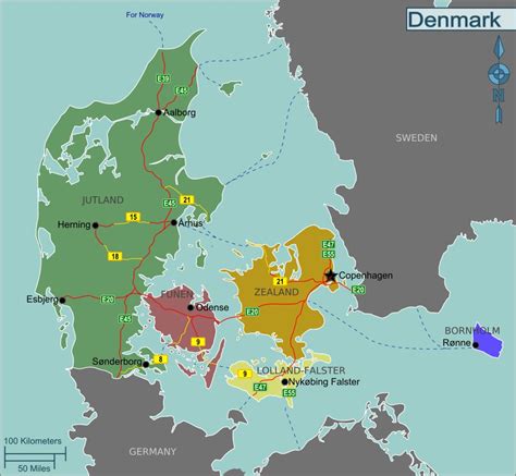 Bản đồ đất nước Đan Mạch Denmark Map khổ lớn Phóng to 2024