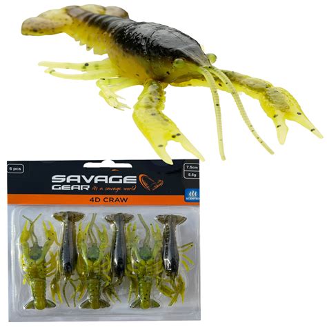 Savage Gear 4D Craw Soft Bait 7 5см 6штук SUMMER CRAW 77462