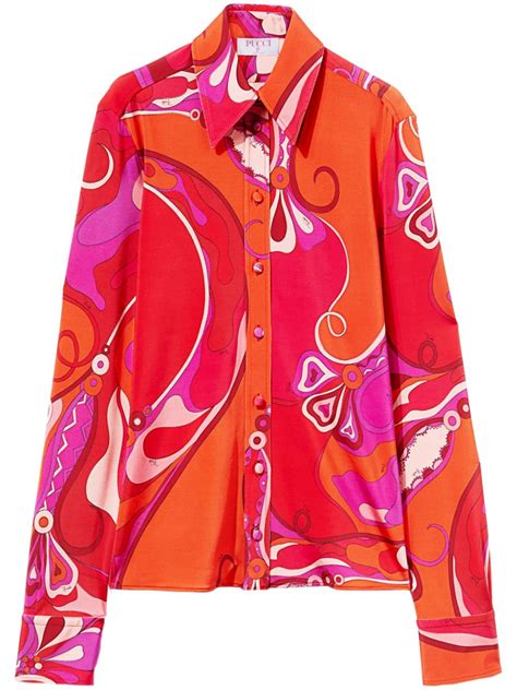 Pucci Orchidee Print Shirt Red Farfetch