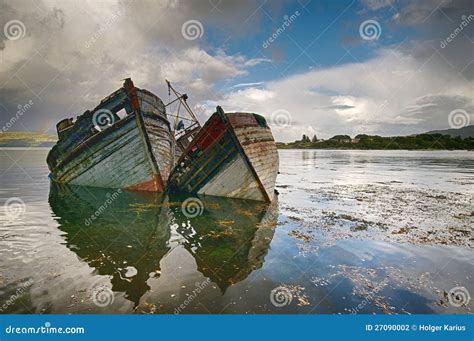 Two Old Shipwrecks Stock Photo Image Of Destruction