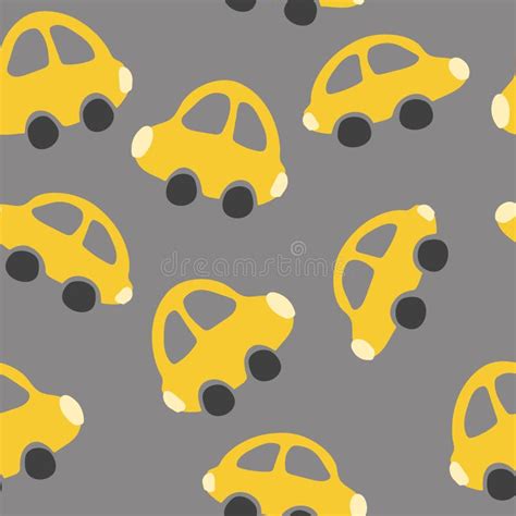 Toy Cars Seamless Pattern Hand Drawn Doodle Vector Minimalism Stock