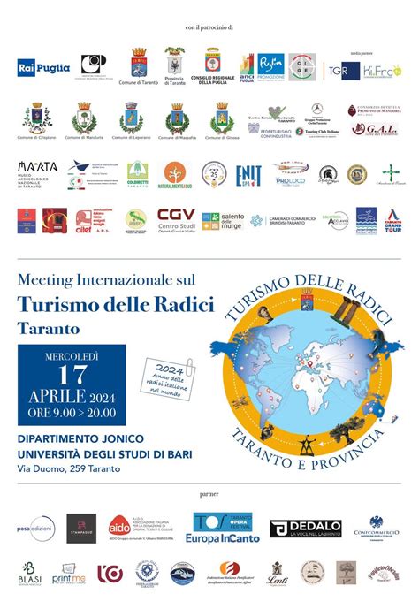 A Taranto Il Primo Meeting Internazionale Sul Turismo Delle Radici