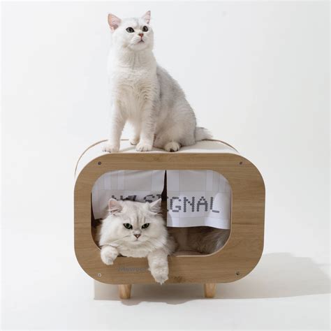 MewooFun Cat House Cat Condo TV Cat Bed for Indoor Cats Sturdy Luxury Large Wooden Cat Shelter ...