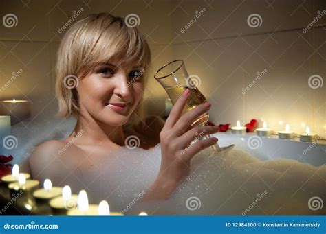 Nude Woman In Foamy Bath Stock Photo Image Of Leisure 12984100