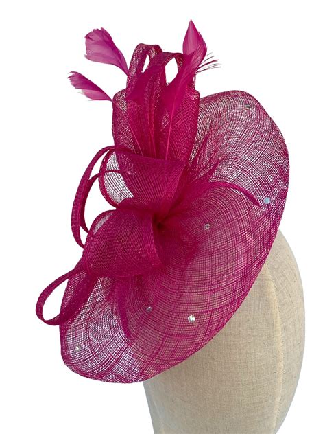 Hot Pink Sinamay Bow And Diamante Fascinator