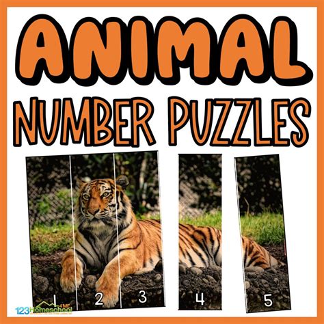 printable animal puzzles number sequencing game