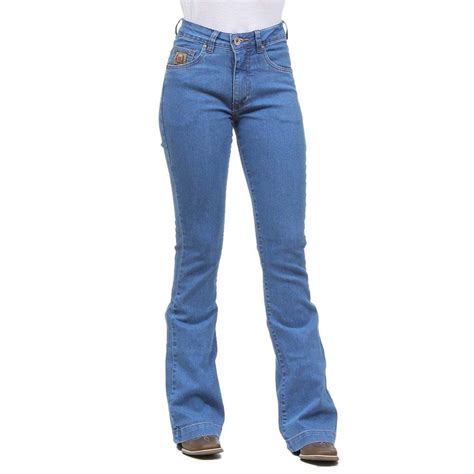 Calça Jeans Feminina Flare Delavê Elastano Os Vaqueiros 32241