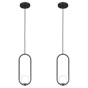 Kit 2 Luminária Pendente Teto Lustre Arco Globo Quarto Preto Leroy Merlin