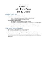 Exam 1 Study Guide Docx WLD121 Mid Term Exam Study Guide General Exam