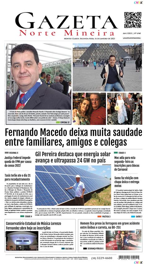 Jornal Impresso De Janeiro De Edi O Rede Gazeta De Comunica O