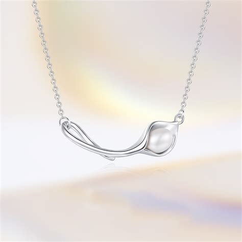 S925 Silver Necklace Lily Flower Pearl Necklace LIVIANLA