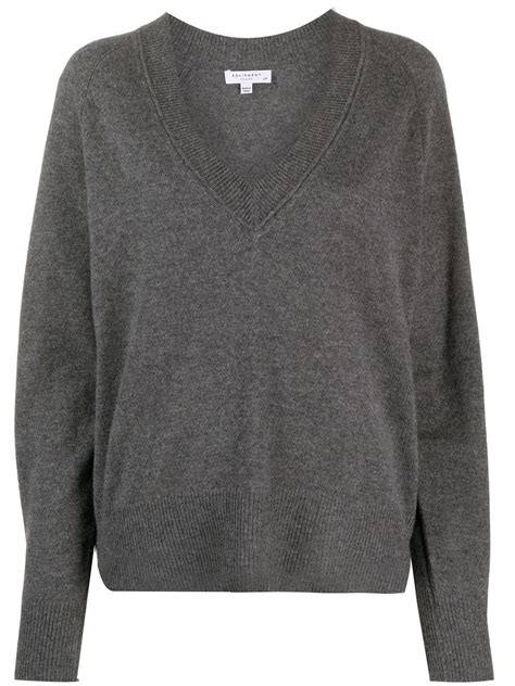 Equipment Cashmere Madalene V Neck Jumper In Grey Gray Lyst