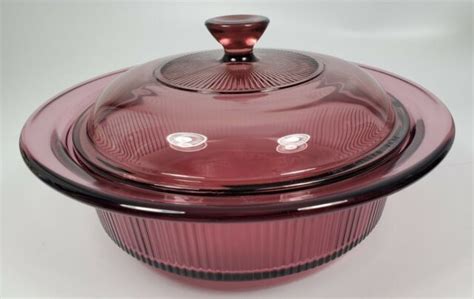 Corning Pyrex Vision Cranberry Quart V B Casserole Dish With Lid