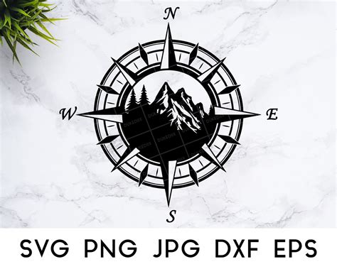 Mountains And Trees Compass Svg Camp Svg Mountain Svg Etsy