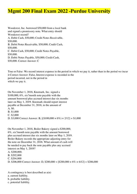 Mgmt Final Exam Purdue University Browsegrades