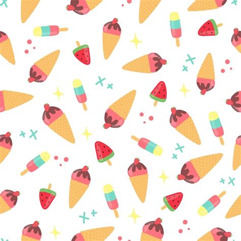 Premium Vector Ice Cream Vector Seamless Pattern