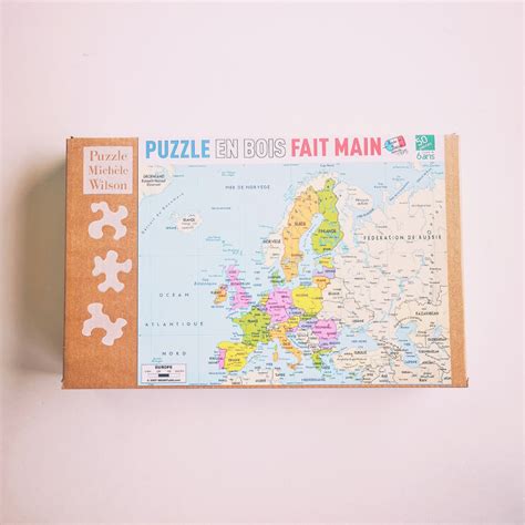 Puzzle Carte Europe en Bois 50 pièces 6 ans Michèle Wilson