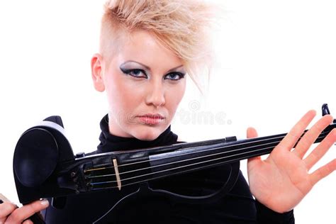 Attractive Violinist Playing The Electric Violin Stock Image Image Of