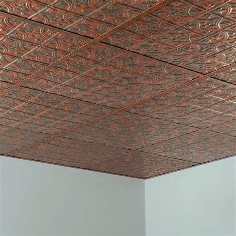 Traditional 1 2 Ft X 2 Ft Drop In Ceiling Tile In Copper Ceiling Tile Tin Ceiling