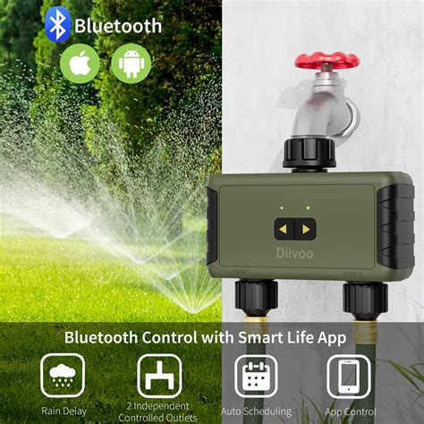 Diivoo Smart Bluetooth Sprinkler Timer 1 2 Zone For Garden Hose Up To