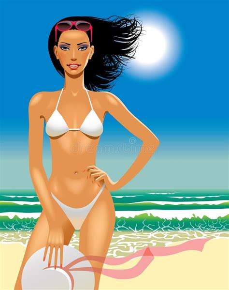 Surprised Girl In An Beach Stock Vector Illustration Of Body 8187860