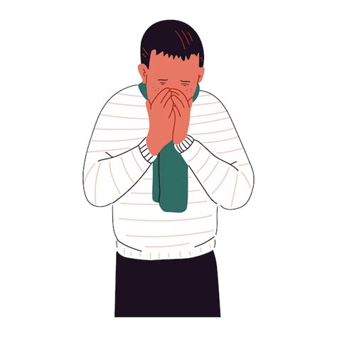 Premium Vector Sneezing Man Vector Character Illustration Isolated On