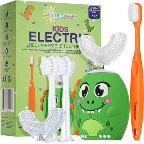 Amazon.com: Trueocity Kids U Shape Toothbrush, Auto Electric Rechargeable, Toddler Dinosaur