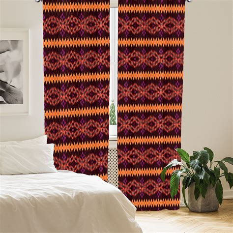 Ambesonne Aztec Curtains Rhombus Vintage Colorful Art Pair Of 28x84