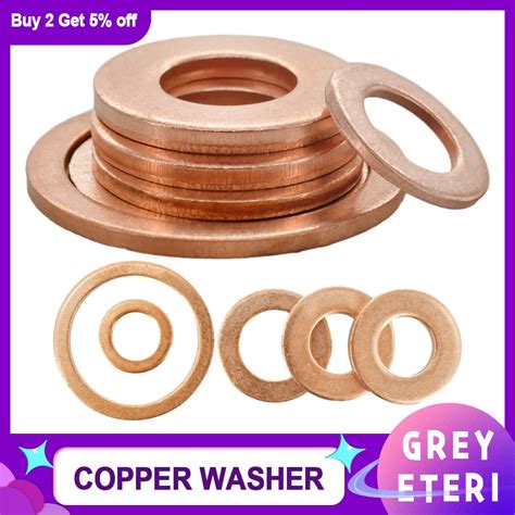 Pure Copper Washer Solid Flat Gasket Oil Sealing Washers Sump Plug Shim