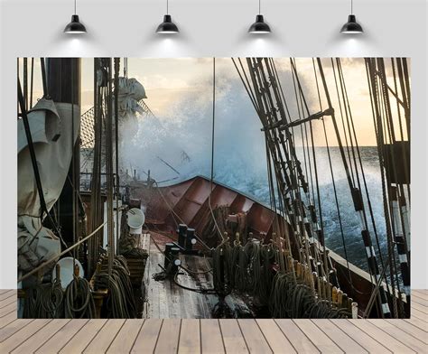 Amazon CHNYWORK 7ftx5ft Pirate Ship Deck Backdrop Huge Sea Waves