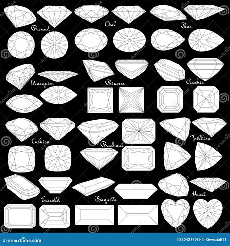 Taglio Delle Pietre Preziose Di Tipi Di Bianchi Del Taglio Di Diamanti