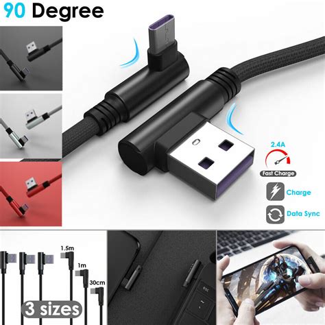 90 Degree Right Angle Usb Type C Fast Data Sync Charger Charging Cable Lead Wire Ebay