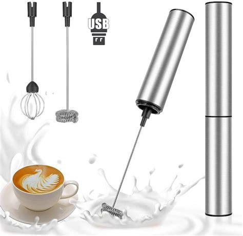 Milk Frother Rechargeable Mathtoxyz Stainless Steel Milk Frothers